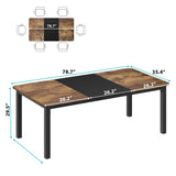 Industrial Rectangular Dining Table for 6-8 People Sturdy Metal Frame Table