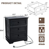 Bedroom Chest w/ Charging Station / Storage Drawers, End Table/Nightstand