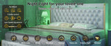 Queen Platform Bed Frame w/LED Lights, Wingback Headboard, USB Ports