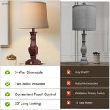 Dimmable Table Lamps Set of 2, Rustic Farmhouse Table Lamps for Living Room