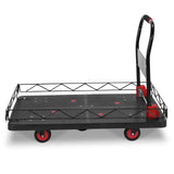 2 IN 1 Silent TPR Wheels Hand Trucks W/Steel Wire Fence Fold Pull Goods Cart