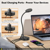 15W LED Desk Lamp with USB Charging, Dimmable Gooseneck Table Light