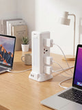 Flat Plug Surge Protector Tower Extension Cord w/ 12 AC Outlets 3 USB Ports