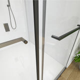 Sliding Frameless Shower Door Matte Black Clear Glass MD DC PRINT