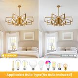 Modern 8-Light Geometric Chandelier Adjustable Height Metal Pendant Light