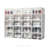 20PCS/24PCS Foldable Flip Shoe Boxes Set Shoe Rack Stackable Storage Container Plastic Clear Shoe Case