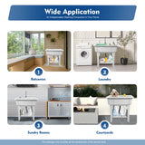 Household Plastic Kitchen Sinks| Freestanding Laundry Sink W/ Washing Board and Storage Shelf|