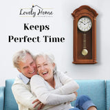 26 inch Large, Wooden Hanging Grandfather Wall Clock with Pendulum
