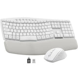 Wireless Keyboard and Mouse Combo, MA41 30dB Quiet Ergonomic Wave Keyboard Set