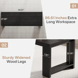 86.6" Two-Person Desk, Modern Executive Office Desk, Double Computer Writing Table for Home Office, Conference Room