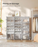 SONGMICS Shoe Rack, 12 Cubes With Doors, 48 Pair Plastic For Bedroom