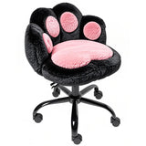 Vanity Chair with Cat Paw Back,Armless Desk Chair Cute Small Office Chair with Wheels Adjustable Height