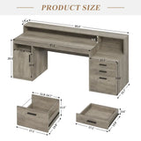 Executive Computer Desk with 3 Drawers amp Storage Shelves, 65 Inch Home Office Desk