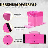 Pink Car Trash Bin With Leakproof Liner And Non-Slip Base – Includes 1 Pink Roll + 3 Black Rolls (80 Bags Total) For Vehicles