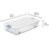 Under Bed Storage Bins with Lids, 56 Quart Clear Plastic Boxes for Bathroom