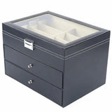 PU Leather Sunglasses Display Box Glass Window Jewelry Organizer