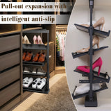 4 Tier Adjustable Height Retractable Metal Stackable Shoe Rack for Bedroom