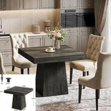 LITTLE TREE Black Dining Table for 4-6, Modern Kitchen Table with Tapered Wood
