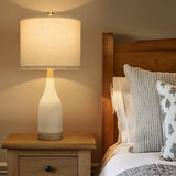 27" Ceramic Set of 2 Bedside Nightstand Lamp Large Farmhouse Rustic Boho