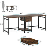 Tribesigns 78.74’’ Two Person Desk with 2 Drawers, Long Double Computer Desk