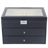PU Leather Sunglasses Display Box Glass Window Jewelry Organizer