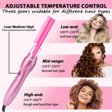 GOIPLE 2 in1 Electric Hot Comb Hair Straightener Brush Fast Heating Flat Iron Styling Brush Wig Kit with