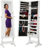 Full Length Standing Mirror, Lockable Makeup Storage Organizer