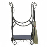 Fireside Wood Storage Organizer with 4 Fireplace Tools Black Copper Log Holder