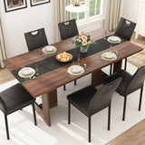 71 Inch Rectangular Dining Table for 6-8 People, Farmhouse Wood Kitchen Table with Wooden Legs