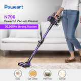 POWEART N700 350W Rechargeable Cordless Stick Vacuum, up to 45 minutes