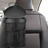 Foldable Car Trash Bin With Lid, Spill-Proof Oxford Cloth Garbage Container