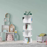 4 Tier Rotating Bookshelf 360° Spinning Display Rack with Wheels