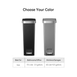 Slim Kitchen Trash Can, 10.5 Gallon Plastic Step Garbage Bin