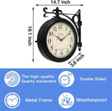 66276B Double Sided Metal Wall Clock with Black Frame. Dial: 10-Inch