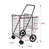 Jumbo Basket Folding Shopping Cart With Swiveling Wheels