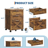 3 Drawer Rolling File Cabinet with Lock & Casters, Wooden Mobile Storage Organizer Printer Stand