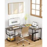 Reversible L Shaped Desk with Large Surface 69 Inch Sturdy Corner Desk with Storage Shelves