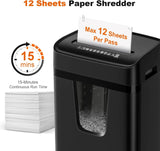 12-Sheet Cross Cut Shredder for Home Office, 5.5 Gal Pullout Bin