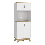 Pamplona Microwave Tall Cabinet Counter Surface, Top And Lower Double Doors Cabinets