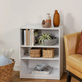 3-Shelf Bookcase with Adjustable Shelves, White, Freestanding Storage Organizer for Books, Office Supplies, Toys, Kitchen, Bathroom, Closet, Durable Wood/Plastic Frame, Easy to Assemble, Space-Saving