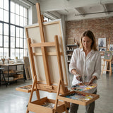 Large Wood H-Frame Easel W/ Storage Tray Adjustable Artist Easel Stand with Artist Storage Drawer