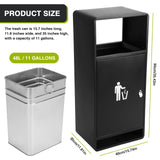 Commercial Outdoor Trash Can Public Street Regular Waste Storage Bucket 11 Gallon with Ashtray for Office