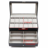 3Layers 25 Slot Watch Box Display Case Jewelry Sunglass Storage PU leather