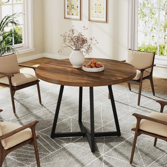 Tribesigns Round Dining Table for 2, 31.5" Industrial Kitchen Table wi ...