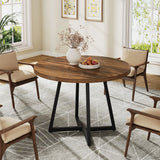 Tribesigns Round Dining Table for 2, 31.5" Industrial Kitchen Table with Metal Base
