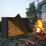 5.3ft Firewood Rack with Cover for Outdoor Fireplace Log Storage