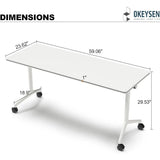 Foldable Mobile Conference Table with Wheels, Flip Top Design