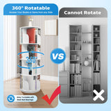 4 Tier Rotating Bookshelf 360° Spinning Display Rack with Wheels
