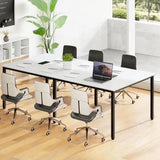 95 x 48 Large Conference Table with Metal Frame and Cable Management for Meetings