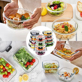12pcs Glass Lunch Box Food Storage Containers Meal Prep Airtight Bento Boxes